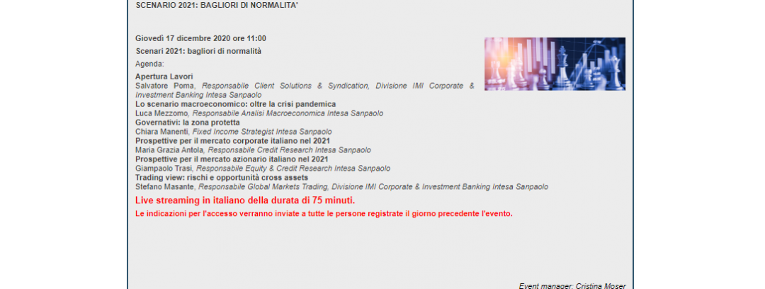 Virtual Conference – Scenario 2021: Bagliori di normalità