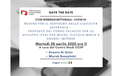 GUARDA IL WEBINAR: “Misure per il sostegno della liquidità aziendale – proposte del Fondo Polacco per lo Sviluppo (PFR) per micro, piccole-medie e grandi imprese. ”