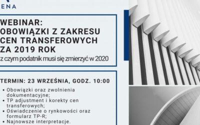Webinar Arena Advisory: Obowiązki z zakresu Cen Transferowych za 2019 rok