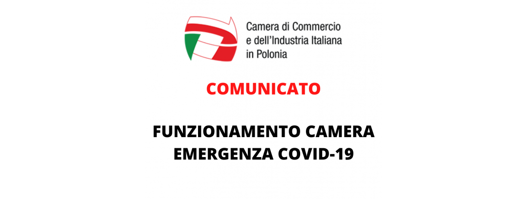 FUNZIONAMENTO DELLA CAMERA DI COMMERCIO  IN RELAZIONE ALL’EMERGENZA COVID-19