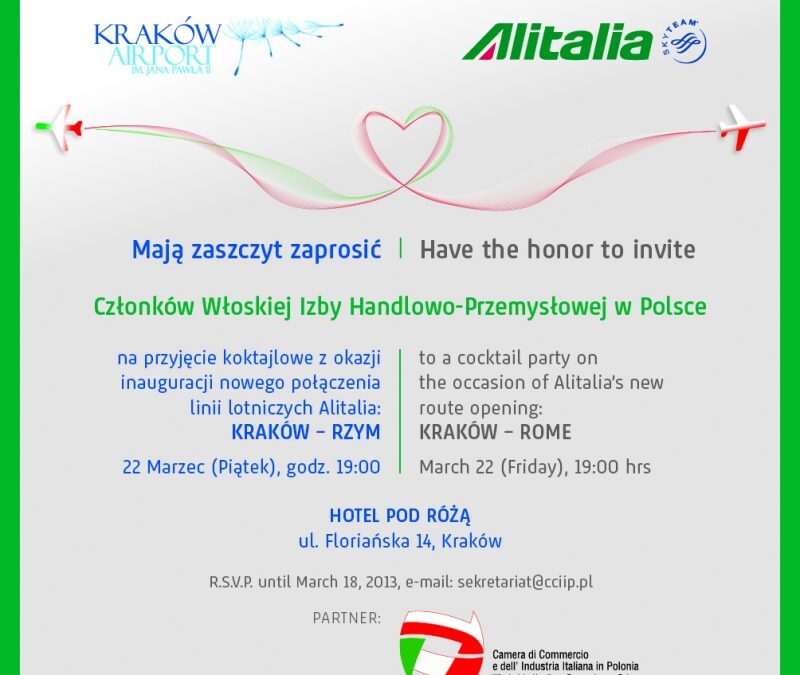 inaugurazione nuovi voli di Alitalia: Cracovia – Roma