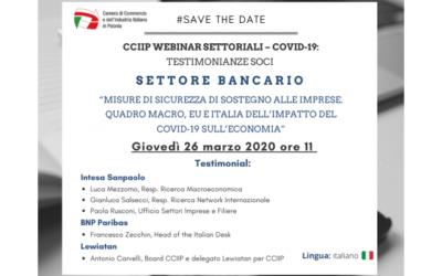 Webinar CCIIP – “Settore bancario – misure di sicurezza di sostegno alle imprese”