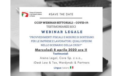 Webinar legale CCIIP – “Provvedimenti fiscali e misure di sostegno per imprese e lavoratori. Quali opzioni nello scenario della crisi”