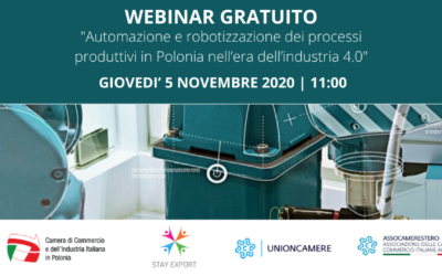 Webinar STAY EXPORT: Automazione e robotizzazione dei processi produttivi in Polonia nell’era dell’industria 4.0